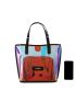 Holographic Letter Patch Square Bag With Inner Pouch