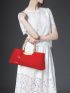 Neon Red Top Handle Bag With Bag Charm