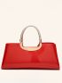 Neon Red Top Handle Bag With Bag Charm