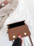 Mini Letter Detail Satchel Bag Brown Square Bag