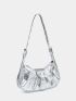 Crocodile Embossed Studded Decor Ruched Bag