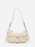 Studded Decor Ruched Detail Hobo Bag