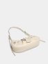 Studded Decor Ruched Detail Hobo Bag