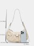 Studded Decor Ruched Detail Hobo Bag