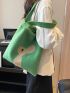 Cartoon Rabbit Pattern Crochet Bag Green Durable Shoulder Tote Bag For Women