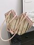 Striped Pattern Straw Bag Small For Beach Vacation Travel