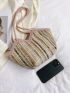 Striped Pattern Straw Bag Small For Beach Vacation Travel