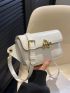 Mini Metal Decor Square Bag White Flap Crossbody Bag