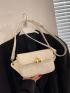 Mini Metal Decor Square Bag White Flap Crossbody Bag