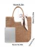 Bow Decor Straw Bag Large Capacity Shoulder Tote Bag For Vacation