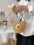 Flower Decor Straw Bag