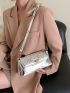 Metallic Crocodile Embossed Flap Baguette Bag