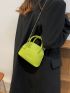 Mini Neon-Green Letter Graphic Dome Bag