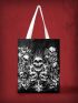 Goth Skull & Floral Pattern Shopper Bag