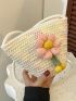 Flower Decor Crochet Bucket Bag