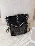 Mini Studded & Fringe Decor Bucket Bag