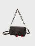 Litchi Embossed Chain Decor Flap Square Bag