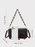 Litchi Embossed Chain Decor Flap Square Bag