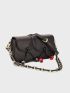 Litchi Embossed Chain Decor Flap Square Bag