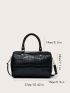 Crocodile Embossed Double Handle Boston Bag