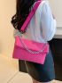 Neon Pink Chain Decor Flap Square Bag