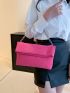 Neon Pink Chain Decor Flap Square Bag