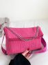 Neon Pink Chain Decor Flap Square Bag