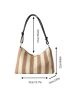 Striped Pattern Straw Bag Large Capacity Vacation For Summer