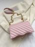 Quilted Pattern Metal Lock Design Chain Novelty Bag