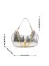 Metallic Crocodile Embossed Chain Decor Hobo Bag