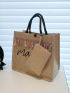 Letter Graphic Tassel Decor Shopper Bag With Purse