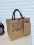 Letter Graphic Tassel Decor Shopper Bag With Purse