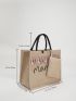 Letter Graphic Tassel Decor Shopper Bag With Purse