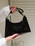 Chain Baguette Bag Black PVC