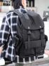 Minimalist Buckle Decor Flap Backpack