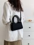 Mini Square Bag Black Minimalist Double Handle For Daily