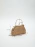 Small Straw Bag Vacation Kiss Lock Top Handle Chain PP