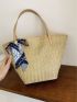 Twilly Scarf Decor Straw Bag