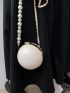 Mini Faux Pearl Decor Quilted Chain Circle Bag