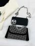 Mini Studded Decor Flap Chain Square Bag