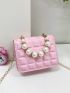 Mini Faux Pearl Decor Square Bag