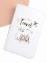 White Pu Travel Passport Cover Unisex Letter Printed Travel Passport Wallet ID Credit Case