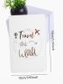 White Pu Travel Passport Cover Unisex Letter Printed Travel Passport Wallet ID Credit Case