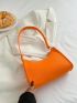 Neon Orange Snakeskin Embossed Baguette Bag