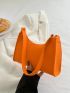 Neon Orange Snakeskin Embossed Baguette Bag