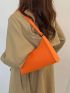 Neon Orange Snakeskin Embossed Baguette Bag