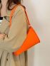 Neon Orange Snakeskin Embossed Baguette Bag