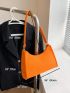 Neon Orange Snakeskin Embossed Baguette Bag