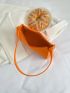 Neon Orange Snakeskin Embossed Baguette Bag