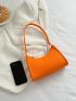 Neon Orange Snakeskin Embossed Baguette Bag